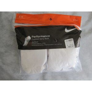 Nike - No Show Socks - 6 Pair - L (6-12) - White